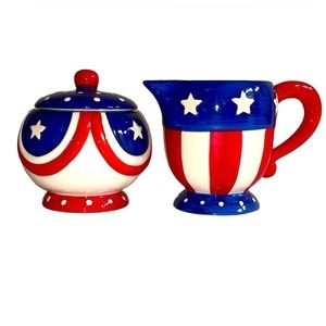 Johanna Parker Carnival Cottage Creamer and Sugar Set Lot Of 2 Americana NEW